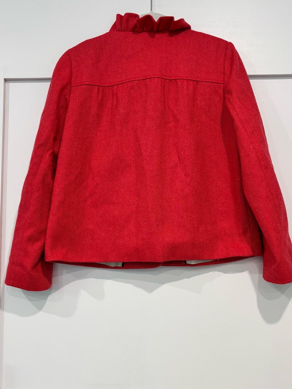 J. Crew Red Ruffle-Trim Wool Blazer - Picture 3 of 3
